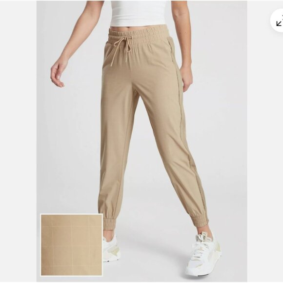 Athleta Womens |6P| Brooklynn Textured Jogger in Windowpane Silt Taupe/#657596 - Picture 1 of 14